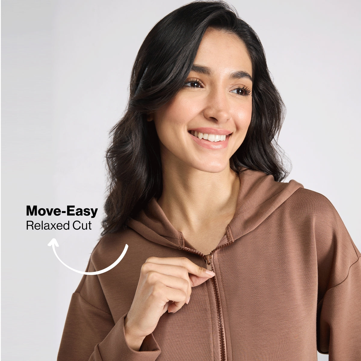 Nykd by Nykaa Luxe Modal Scuba Hooded Front Open Jacket With Stylised pockets For Travel & Everyday Wear Nys965 Brown