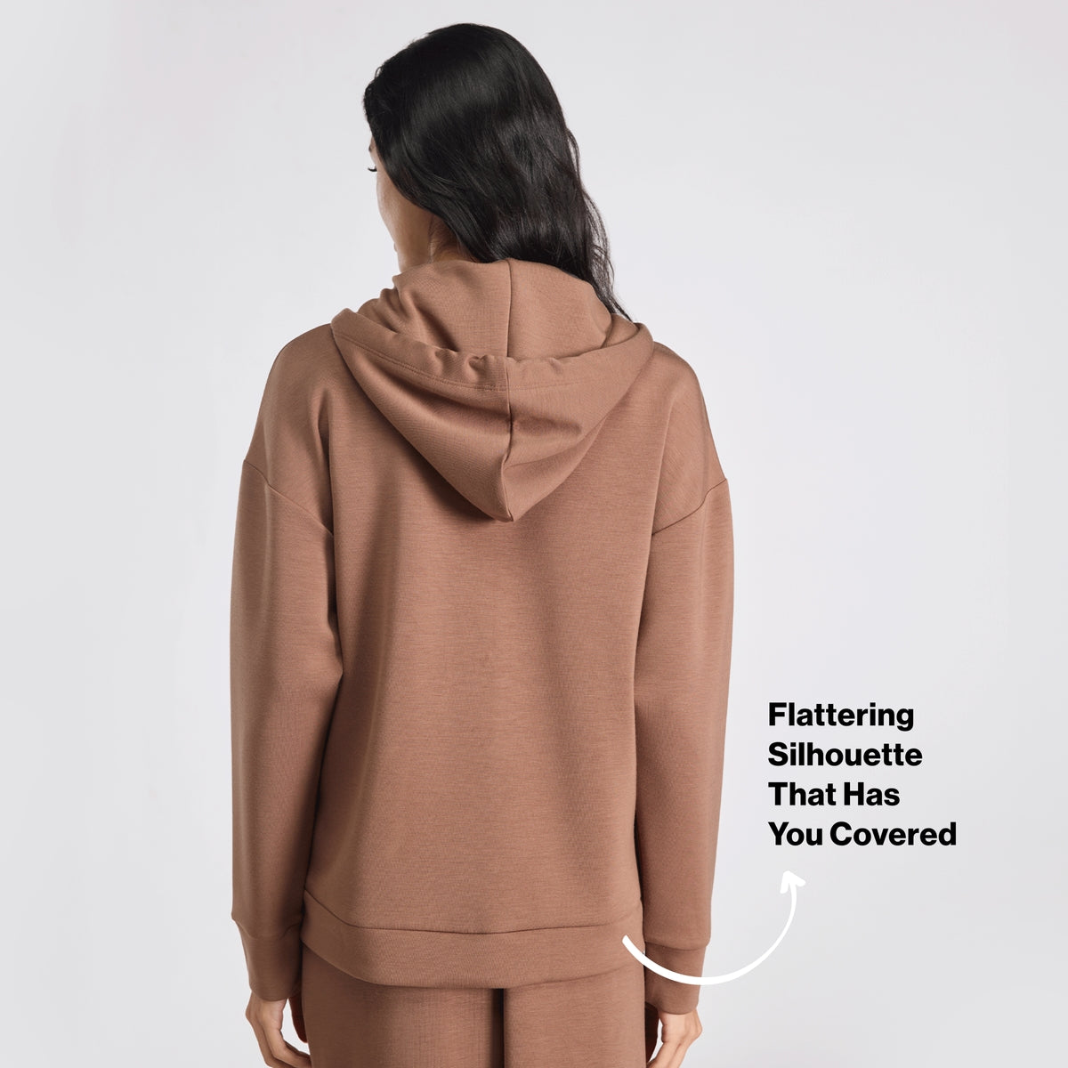 Nykd by Nykaa Luxe Modal Scuba Hooded Front Open Jacket With Stylised pockets For Travel & Everyday Wear Nys965 Brown