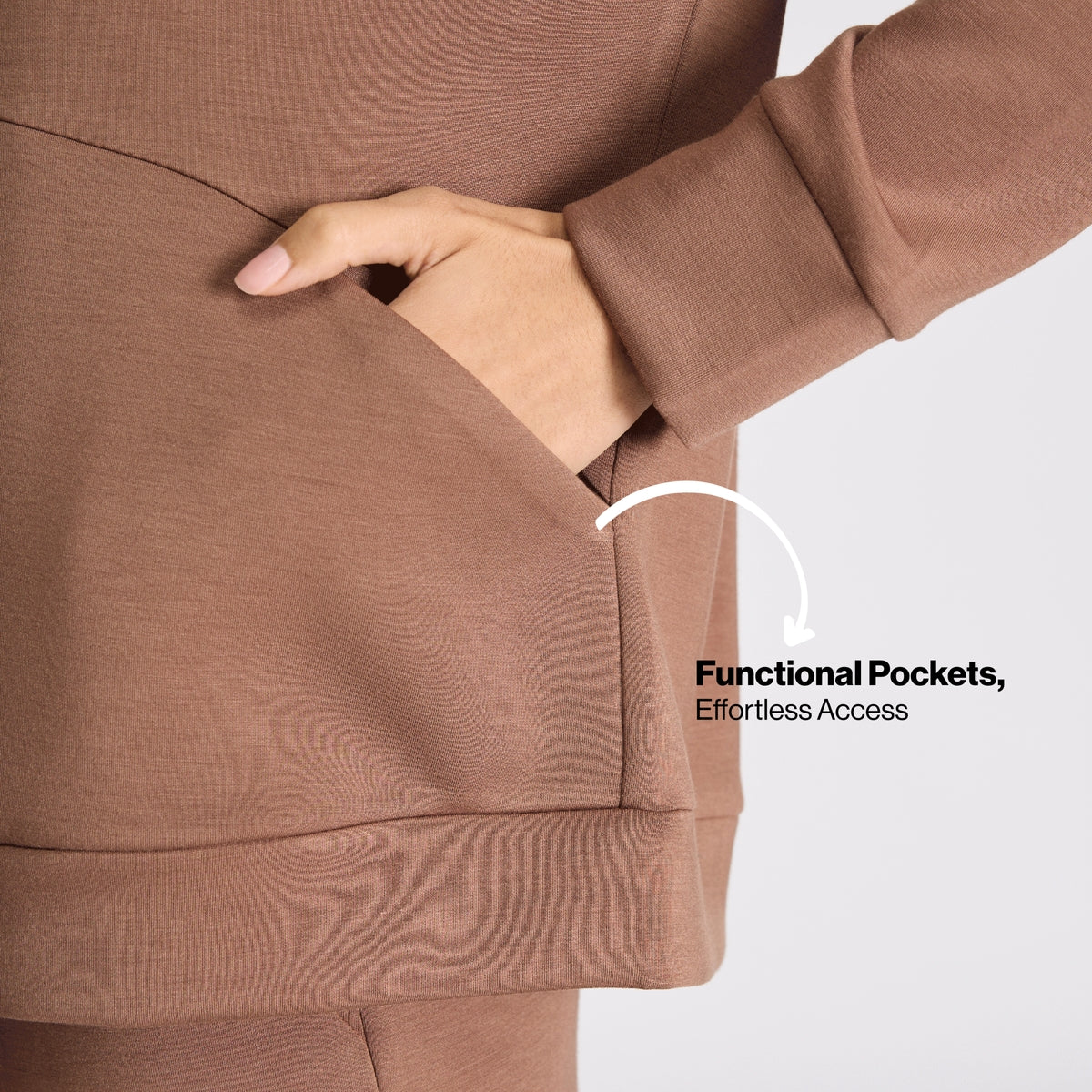 Nykd by Nykaa Luxe Modal Scuba Hooded Front Open Jacket With Stylised pockets For Travel & Everyday Wear Nys965 Brown