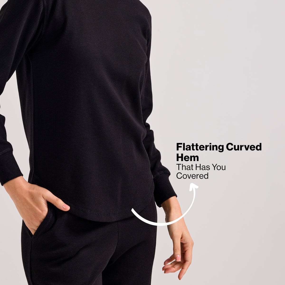 Nykd By Nykaa Waffle Pajama Set of 2 with Long Sleeved Flattering Hem Lounge Top Nys966 Black