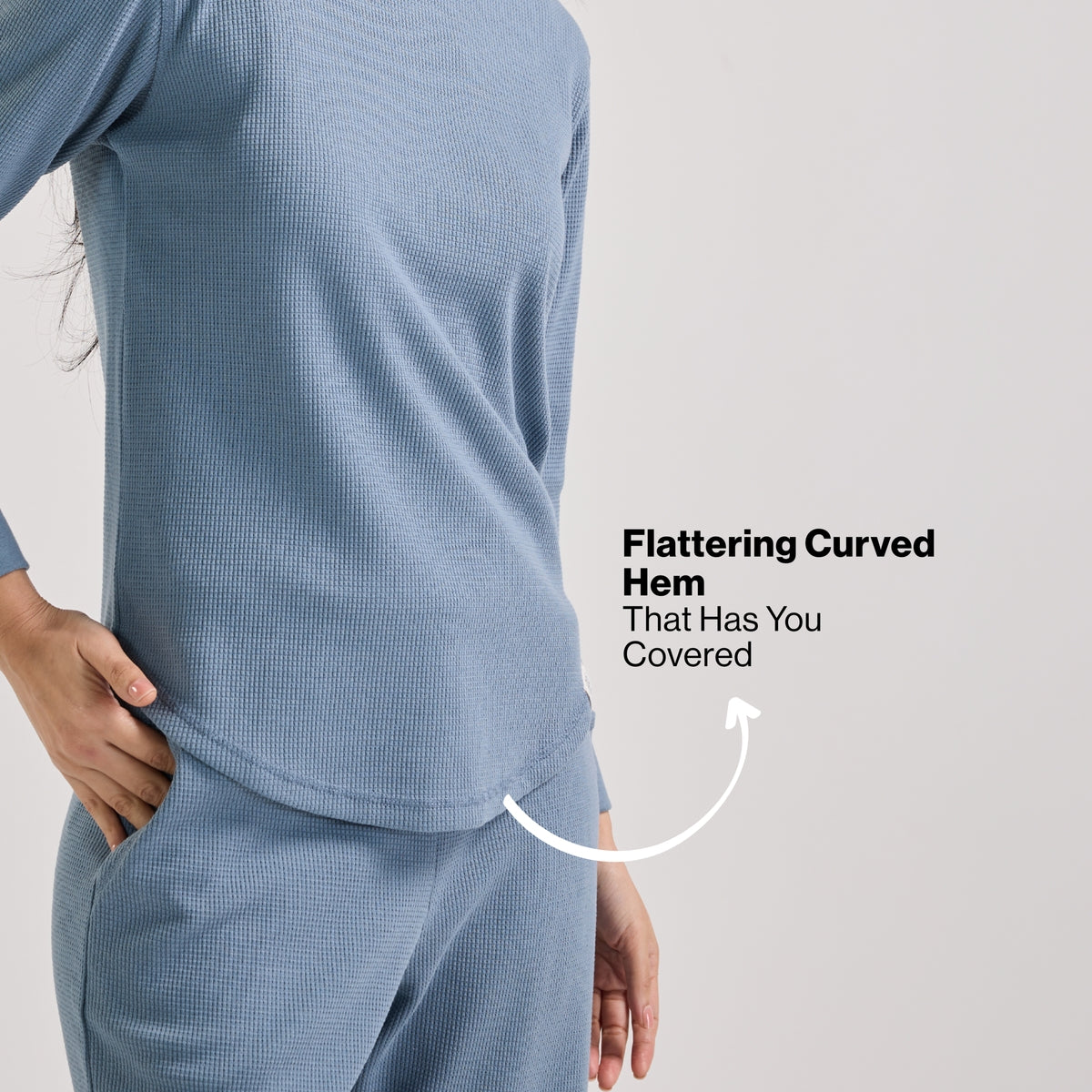 Nykd By Nykaa Waffle Pajama Set of 2 with Long Sleeved Flattering Hem Lounge Top Nys966 Blue