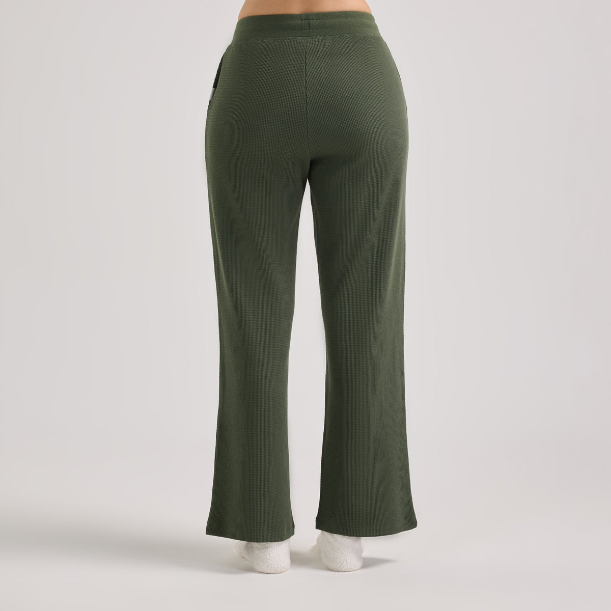 Nykd By Nykaa Waffle Pajama Set of 2 with Long Sleeved Flattering Hem Lounge Top Nys966 Olive