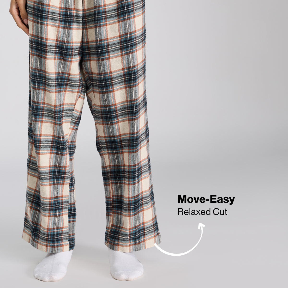 Nykd by Nykaa Set of 2 100% Cotton Flannel Pyjama With Full Sleeve Graphic Tee Nys969 Blue & Cream