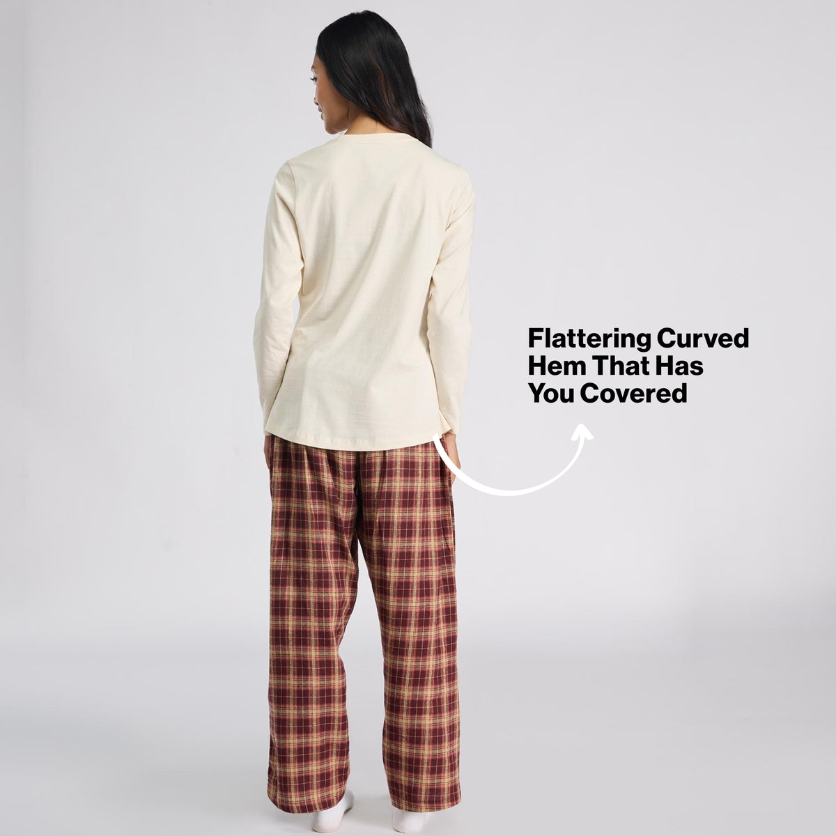 Nykd by Nykaa Set of 2 100% Cotton Flannel Pyjama With Full Sleeve Graphic Tee Nys969 Brown & Peach
