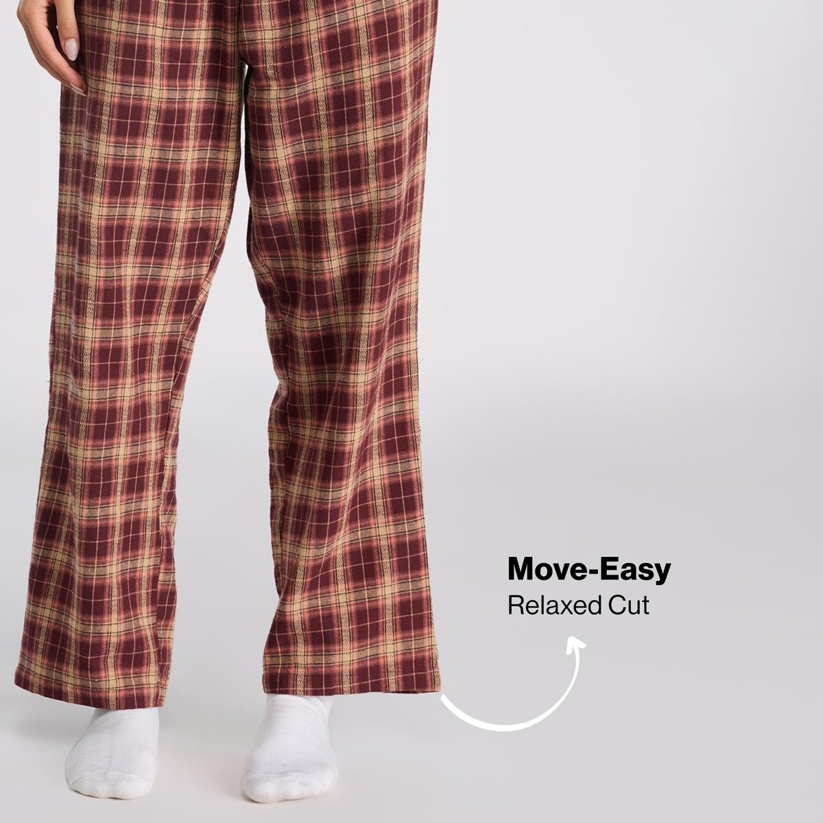 Nykd by Nykaa Set of 2 100% Cotton Flannel Pyjama With Full Sleeve Graphic Tee Nys969 Brown & Peach