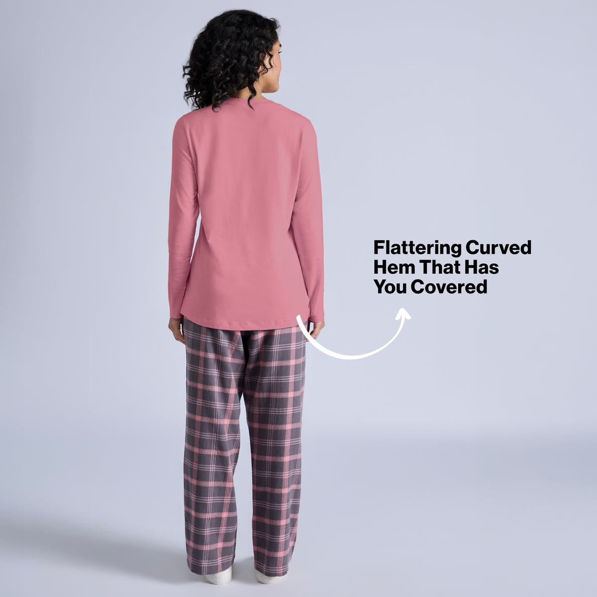 Nykd by Nykaa Set of 2 100% Cotton Flannel Pyjama With Full Sleeve Graphic Tee Nys969 Grey & Pink