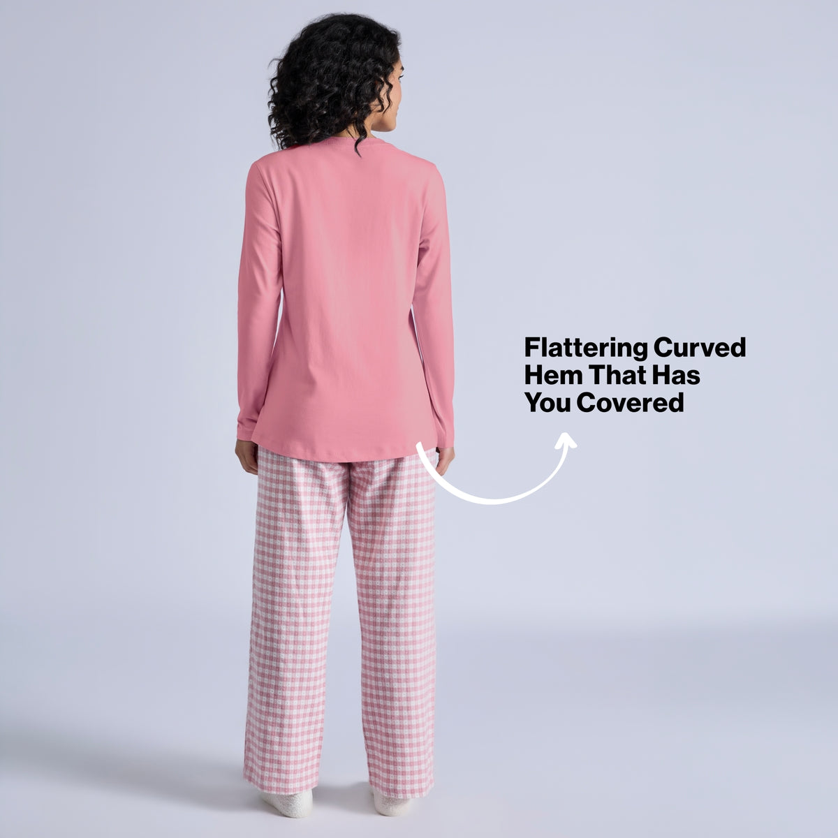 Nykd by Nykaa Set of 2 100% Cotton Flannel Pyjama With Full Sleeve Graphic Tee Nys969 Pink & White