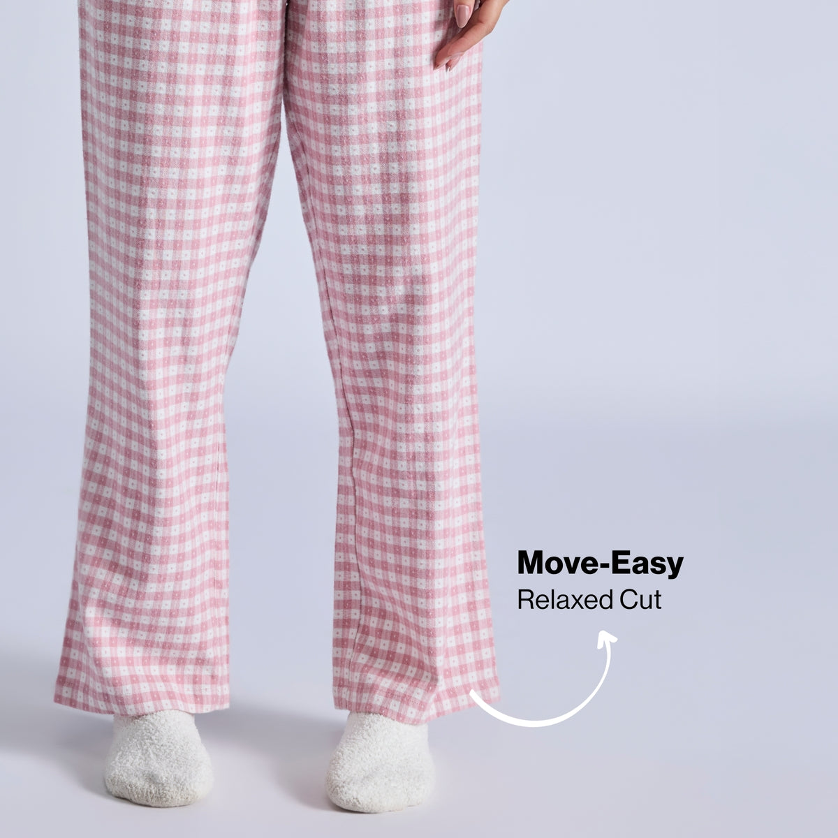 Nykd by Nykaa Set of 2 100% Cotton Flannel Pyjama With Full Sleeve Graphic Tee Nys969 Pink & White