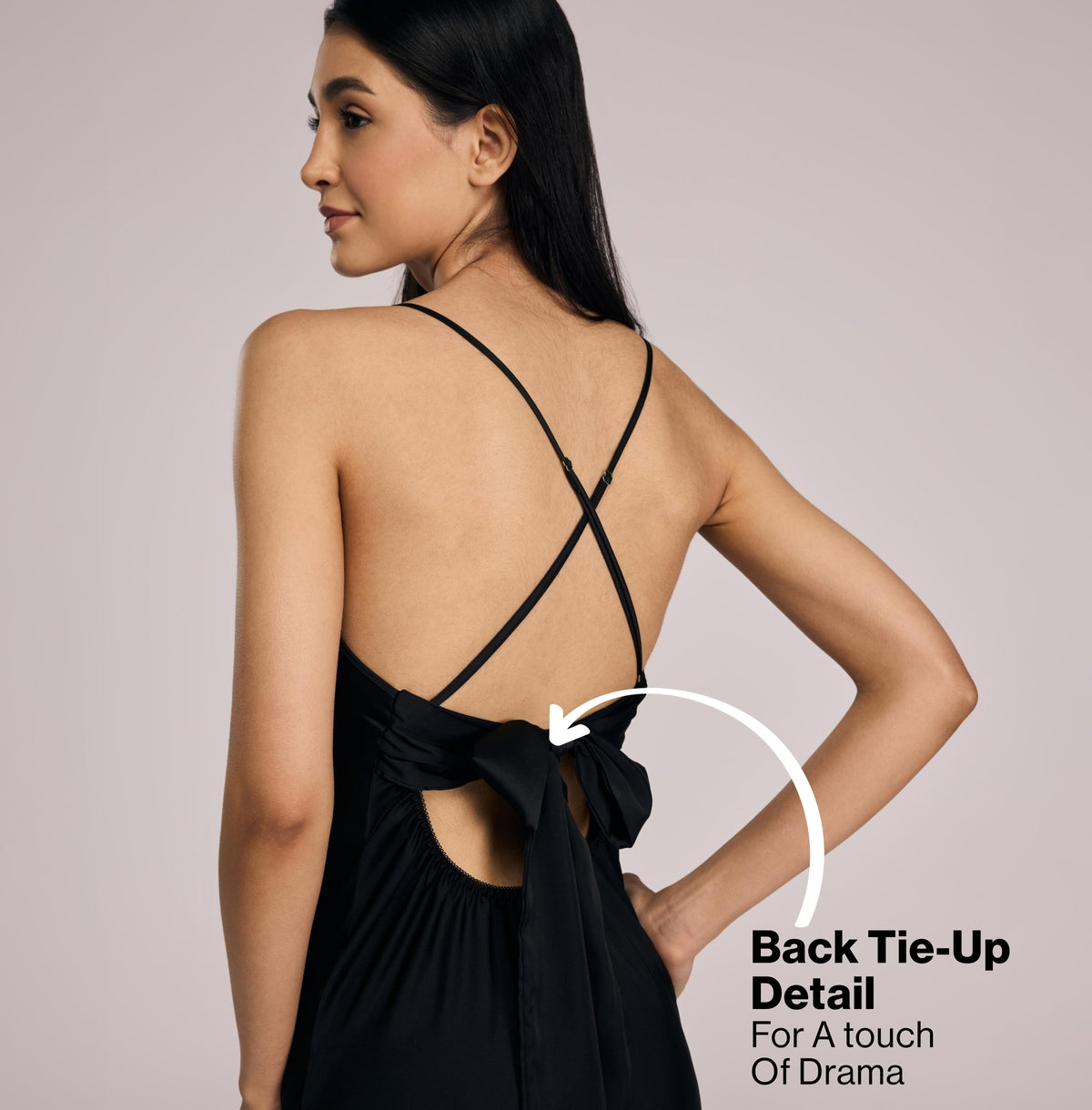 Nykd By Nykaa Luxe Satin Slip Dress With Cowled Neck-Bridal Edit-NYS972 Black