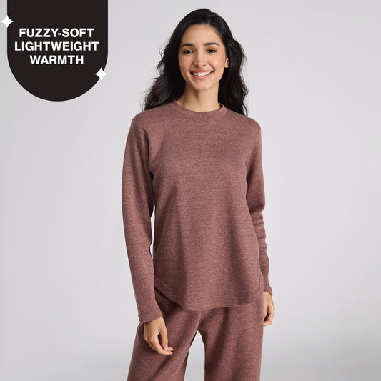 Nykd By Nykaa Fuzzy-soft Full Sleeve Warm Rib Textured Top With Flattering Hem Nys976 Brown