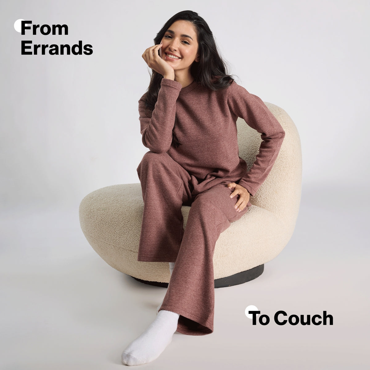 Nykd By Nykaa Fuzzy-soft Full Sleeve Warm Rib Textured Top With Flattering Hem Nys976 Brown