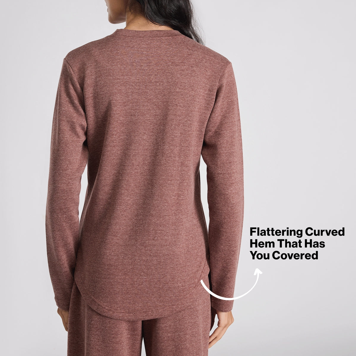 Nykd By Nykaa Fuzzy-soft Full Sleeve Warm Rib Textured Top With Flattering Hem Nys976 Brown
