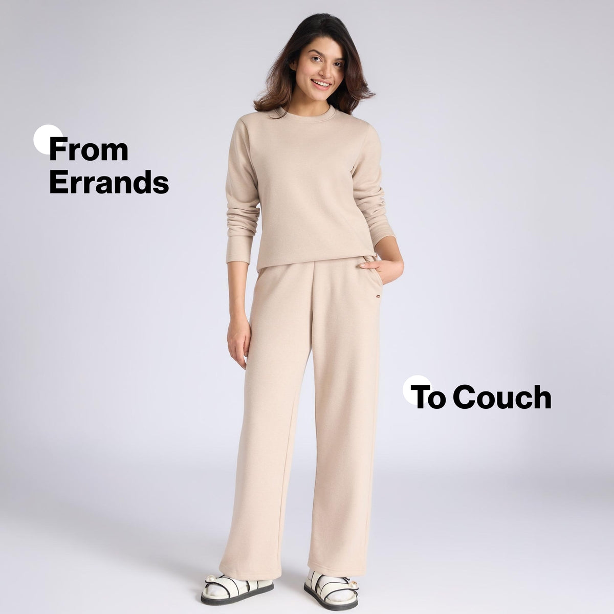 Nykd By Nykaa Fuzzy-soft Full Sleeve Warm Rib Textured Top With Flattering Hem Nys976 Oatmeal
