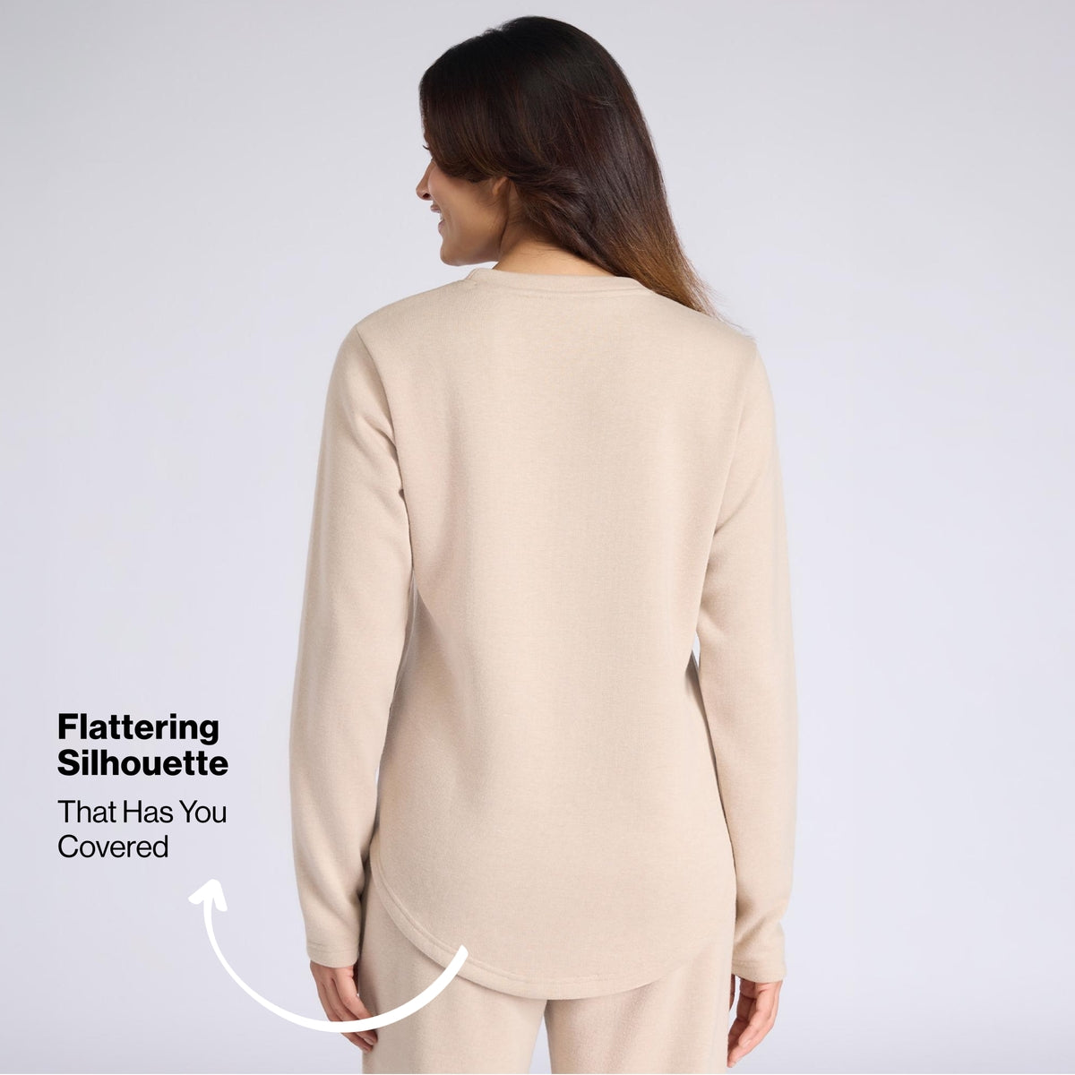 Nykd By Nykaa Fuzzy-soft Full Sleeve Warm Rib Textured Top With Flattering Hem Nys976 Oatmeal