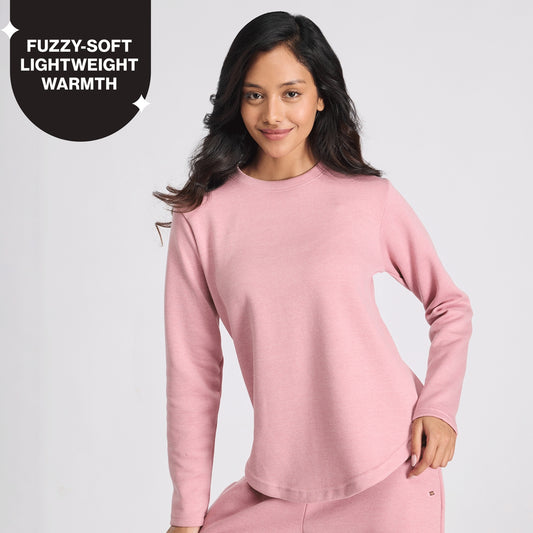 Nykd By Nykaa Fuzzy-soft Full Sleeve Warm Rib Textured Top With Flattering Hem Nys976 Pink