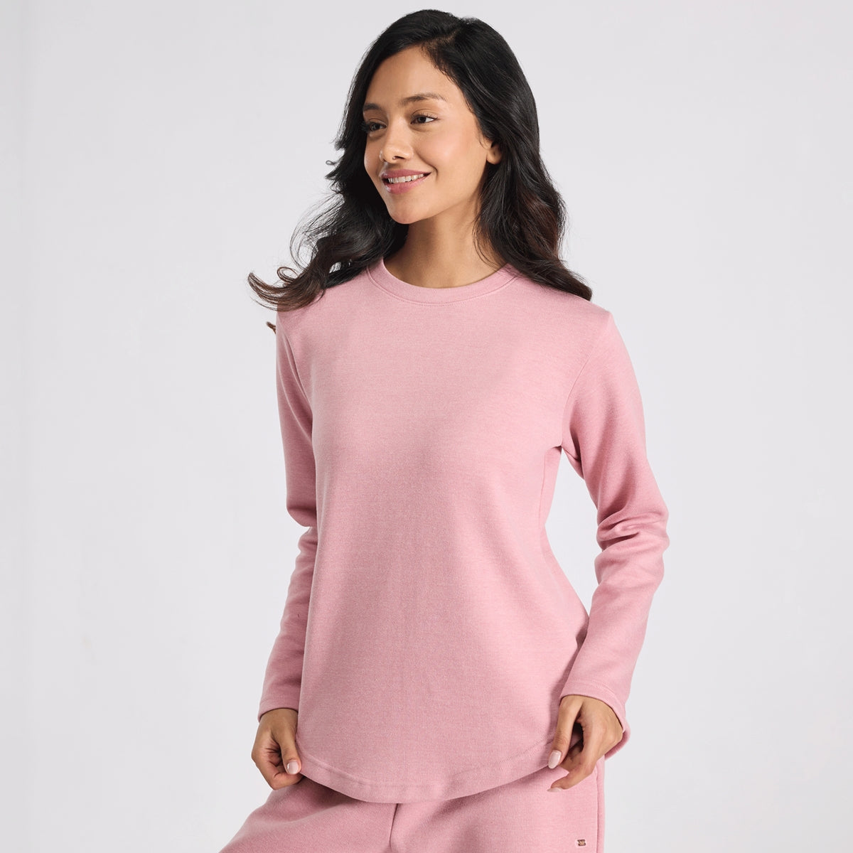 Nykd By Nykaa Fuzzy-soft Full Sleeve Warm Rib Textured Top With Flattering Hem Nys976 Pink
