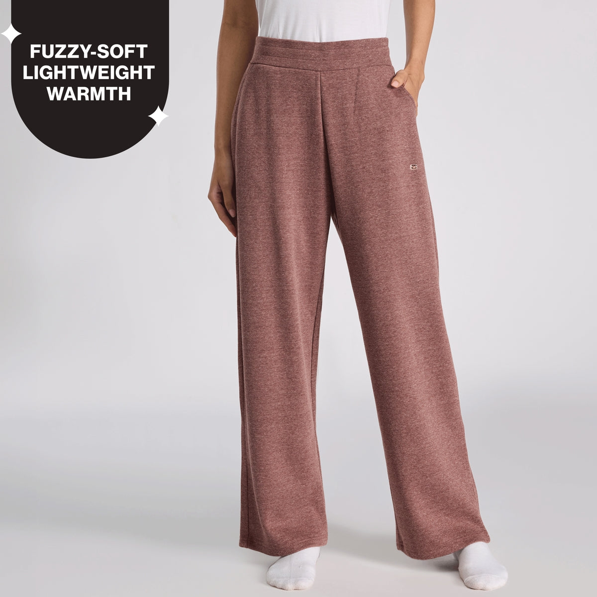 Nykd By Nykaa Fuzzy-soft Wide Leg Warm Rib Textured Pants With Pockets & Adjustable Waistband Nys977 Brown