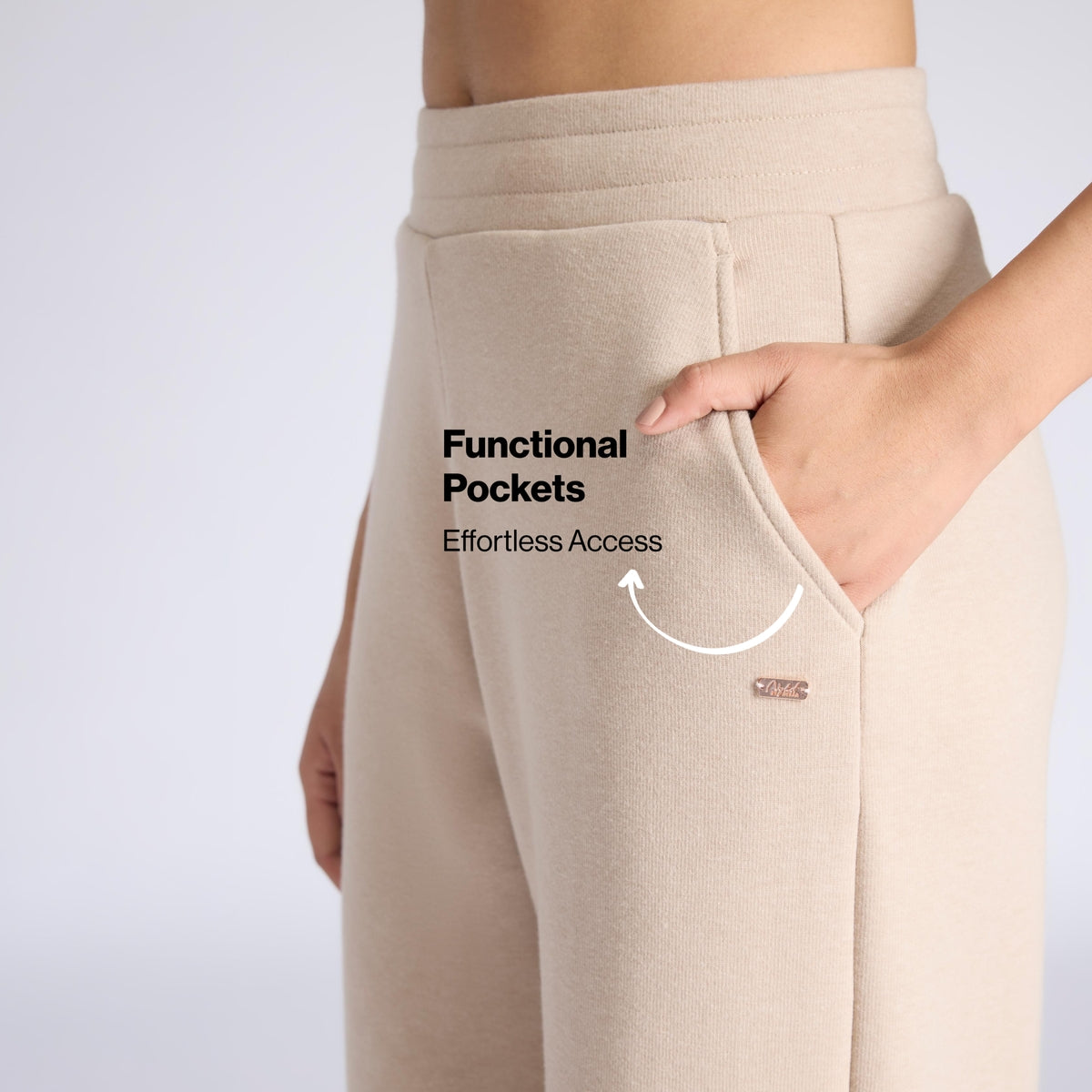 Nykd By Nykaa Fuzzy-soft Wide Leg Warm Rib Textured Pants With Pockets & Adjustable Waistband Nys977 Oatmeal