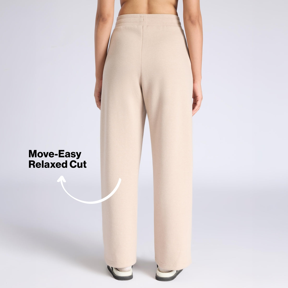 Nykd By Nykaa Fuzzy-soft Wide Leg Warm Rib Textured Pants With Pockets & Adjustable Waistband Nys977 Oatmeal