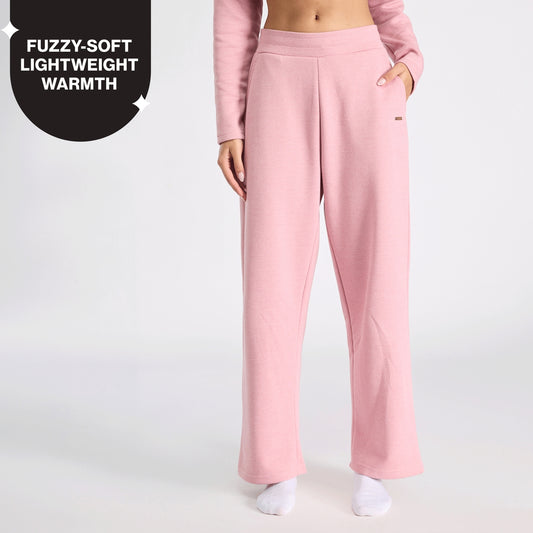 Nykd By Nykaa Fuzzy-soft Wide Leg Warm Rib Textured Pants With Pockets & Adjustable Waistband Nys977 Pink