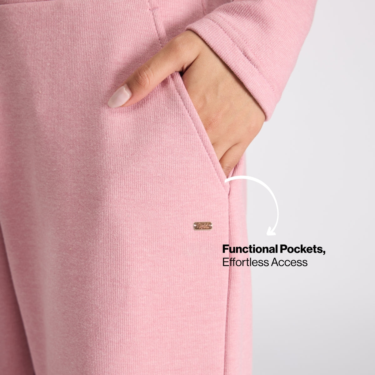 Nykd By Nykaa Fuzzy-soft Wide Leg Warm Rib Textured Pants With Pockets & Adjustable Waistband Nys977 Pink