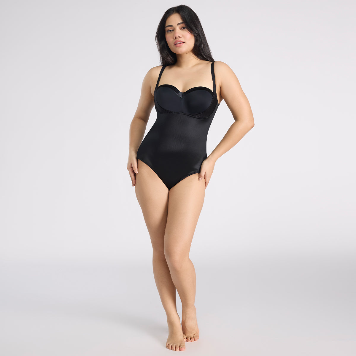 Infinity Edge Sculpting Bodysuit Shapewear with Tummy Control & Bust Lift NYSH38 - Black