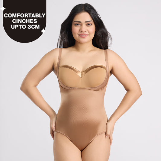 "Infinity Edge Sculpting Bodysuit Shapewear with Tummy Control & Bust Lift ( Bra Not Included )" NYSH38 - Tan