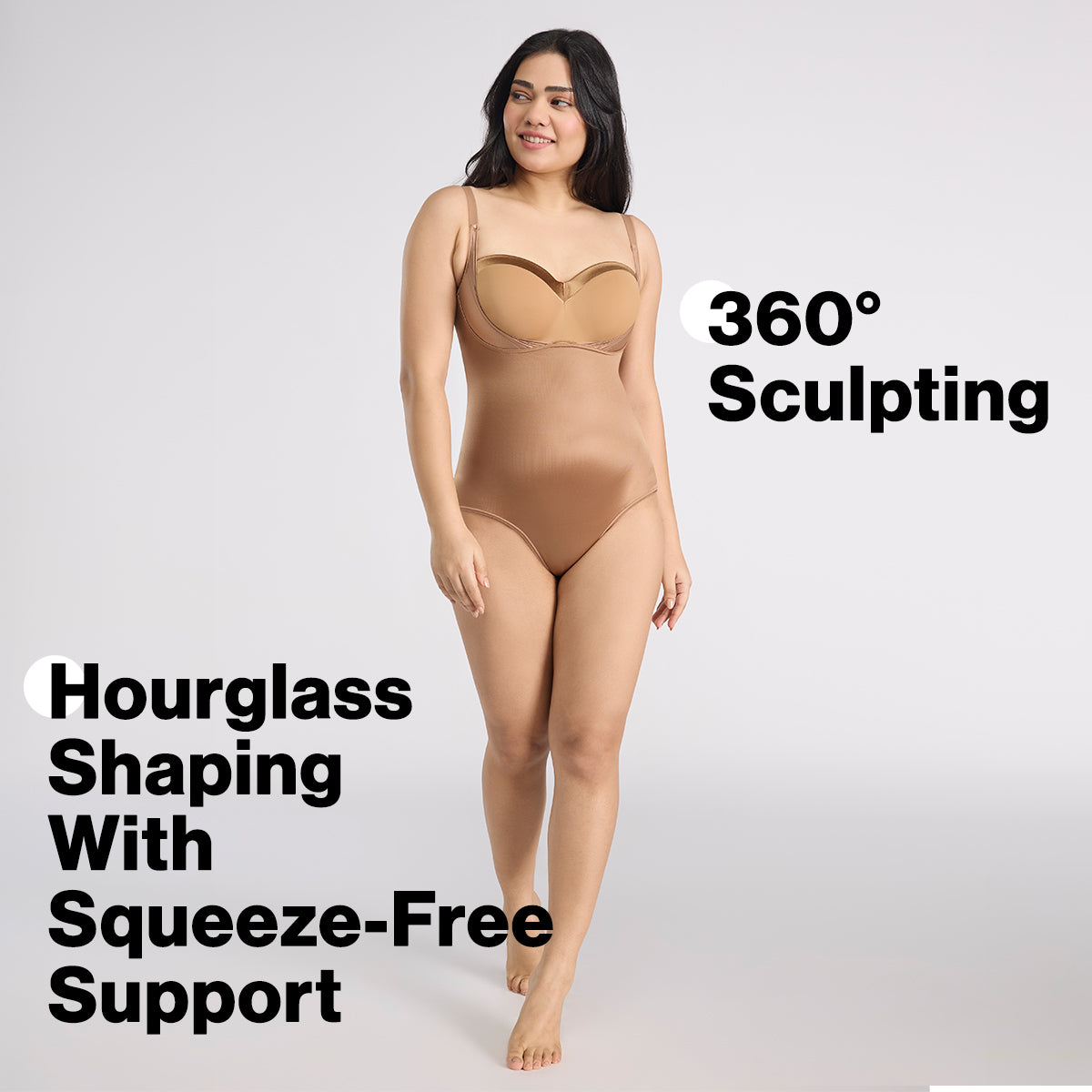 Infinity Edge Sculpting Bodysuit Shapewear with Tummy Control & Bust Lift NYSH38 - Tan