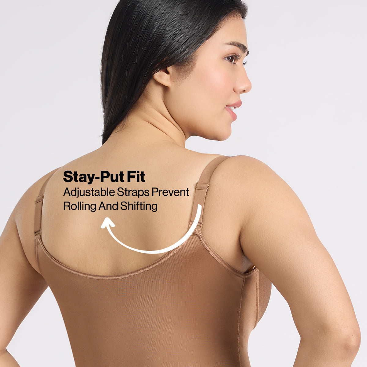 Infinity Edge Sculpting Bodysuit Shapewear with Tummy Control & Bust Lift NYSH38 - Tan