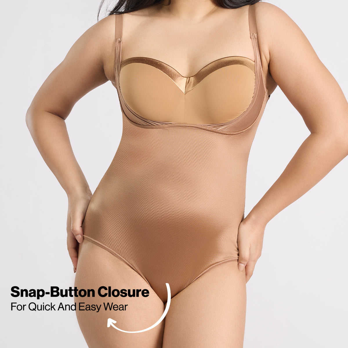 Infinity Edge Sculpting Bodysuit Shapewear with Tummy Control & Bust Lift NYSH38 - Tan