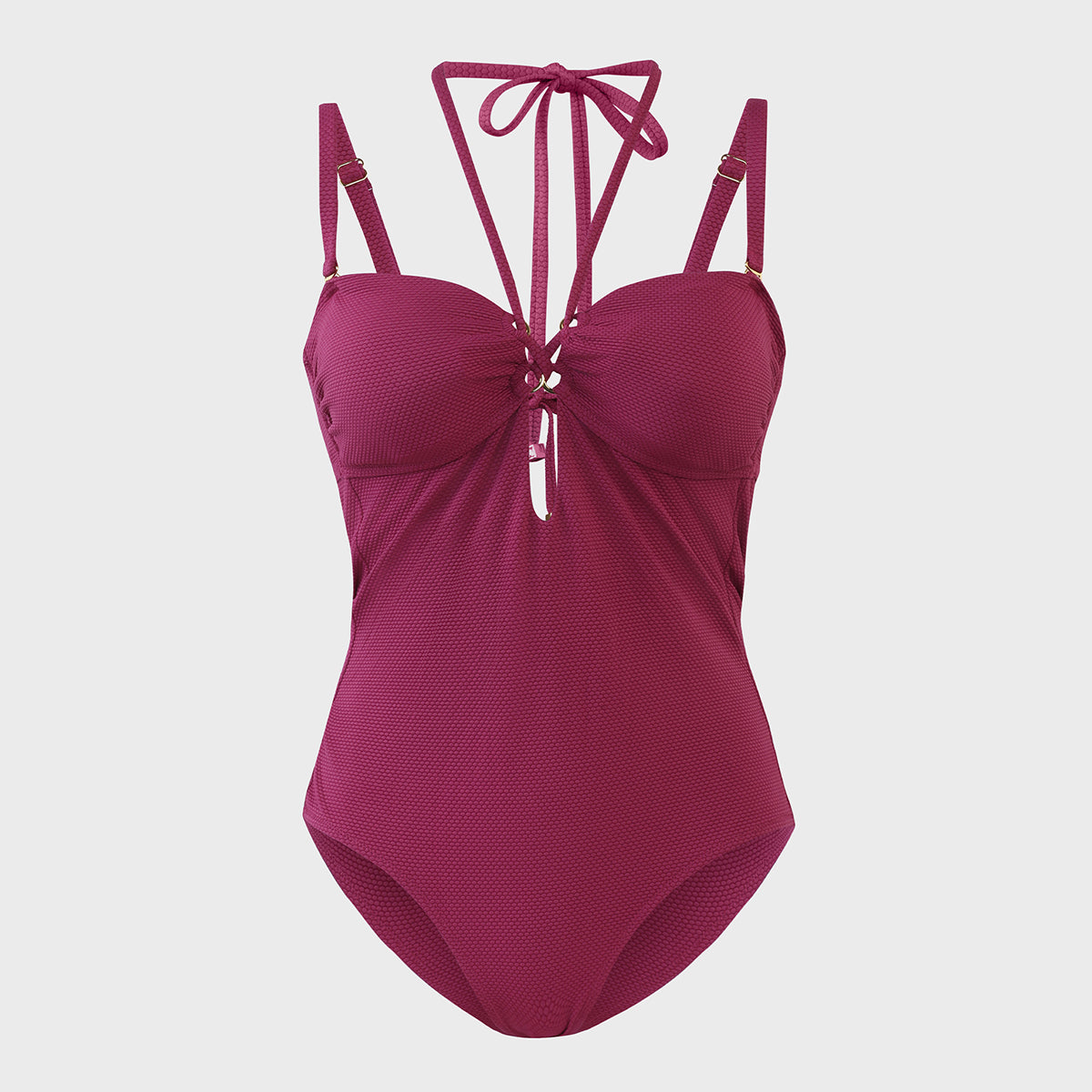 Nykd by Nykaa Chic Tie-Up Detail Swimsuit with stylish cut-out NYSW14 Wine