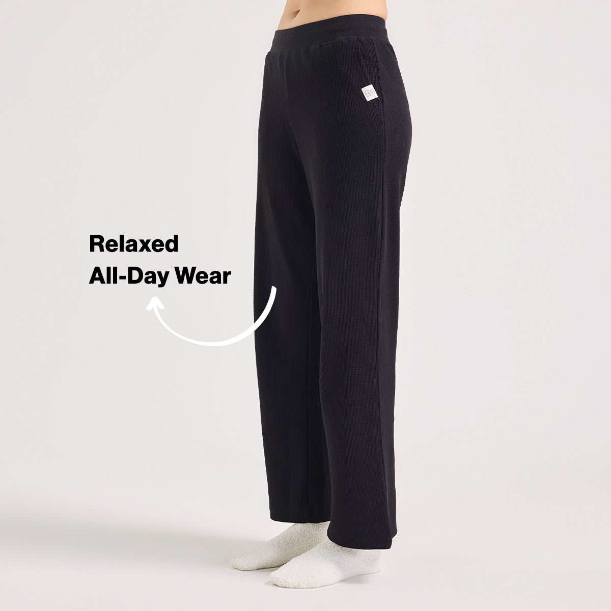 Waffle Lounge Pajamas in Flattering Fit-NYS501-Jet Black