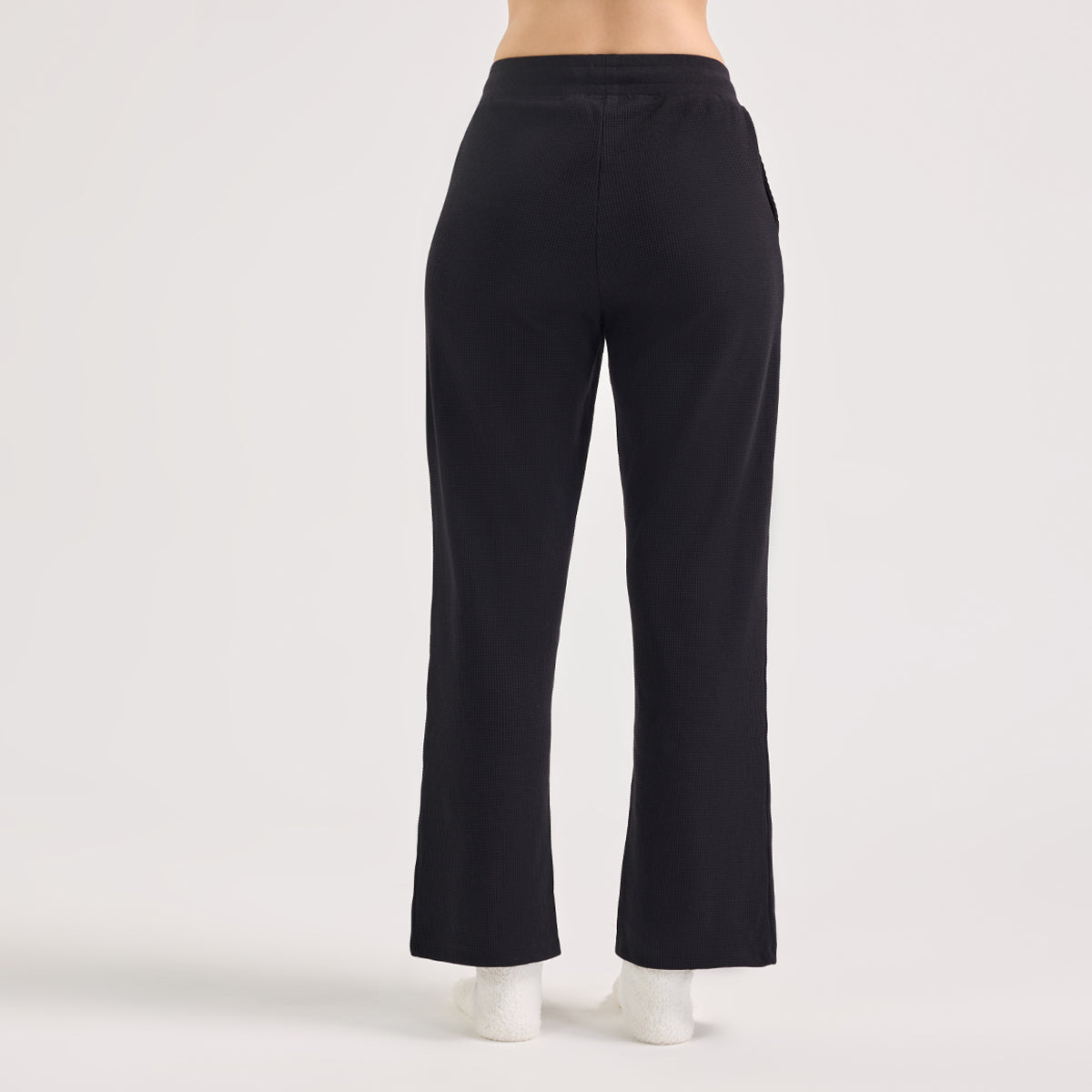 Waffle Lounge Pajamas in Flattering Fit-NYS501-Jet Black
