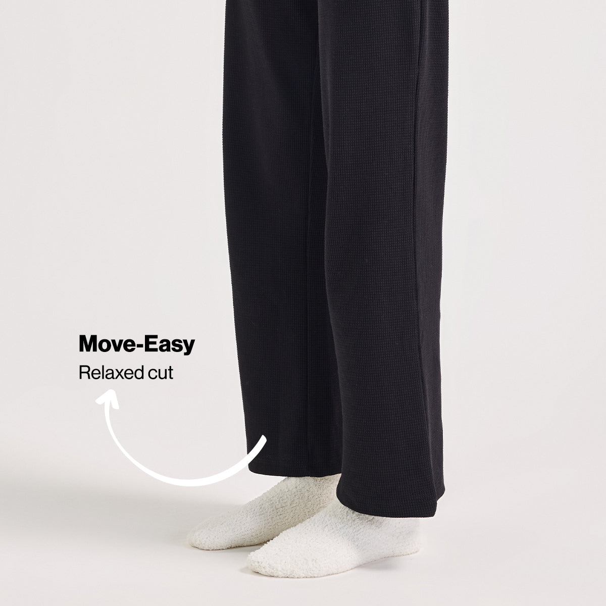 Waffle Lounge Pajamas in Flattering Fit-NYS501-Jet Black