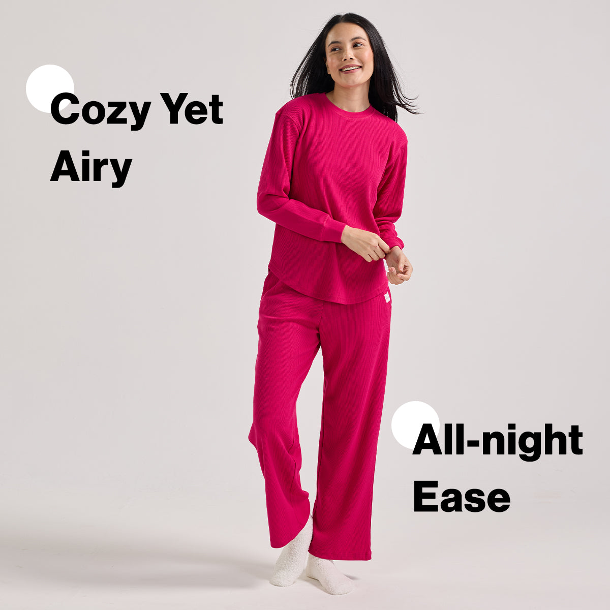 Waffle Lounge Pajamas in Flattering Fit-NYS501-Pink