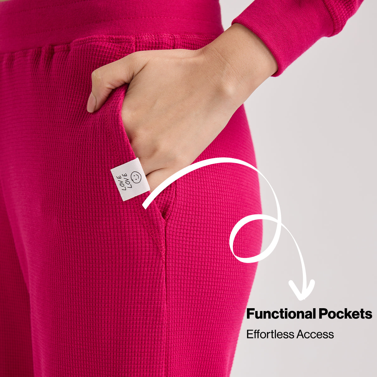 Waffle Lounge Pajamas in Flattering Fit-NYS501-Pink