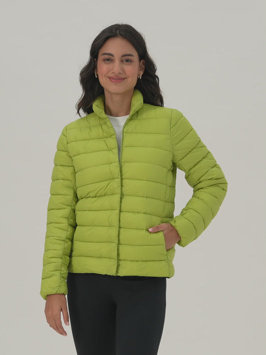 Ultra Light Weight Puffer Jacket with Inbuilt Bag (Set of 2)-NYAT405-Green