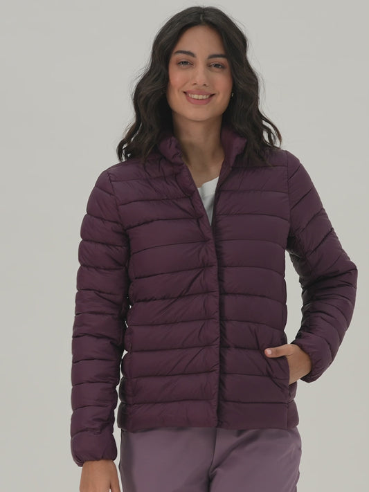 Ultra Light Weight Puffer Jacket with Inbuilt Bag (Set of 2)-NYAT405-Wine