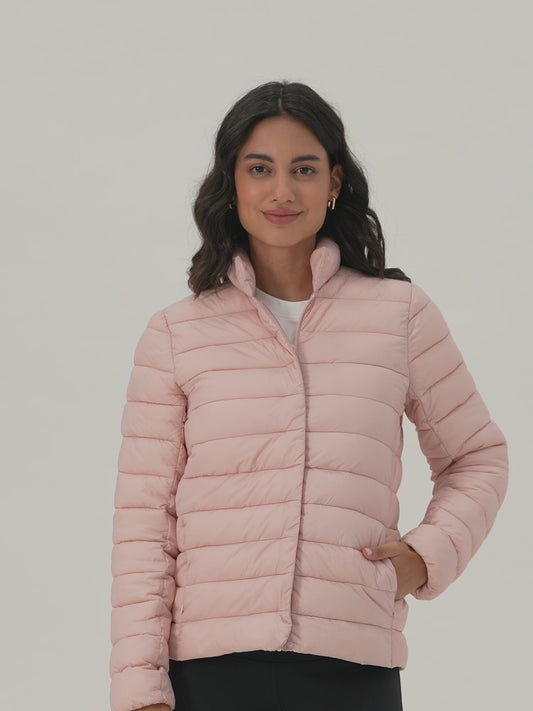 Ultra Light Weight Puffer Jacket with Inbuilt Bag (Set of 2)-NYAT405-Pink