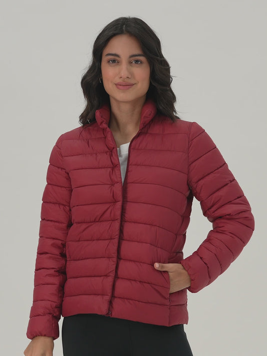 Ultra Light Weight Puffer Jacket with Inbuilt Bag (Set of 2)-NYAT405-Red