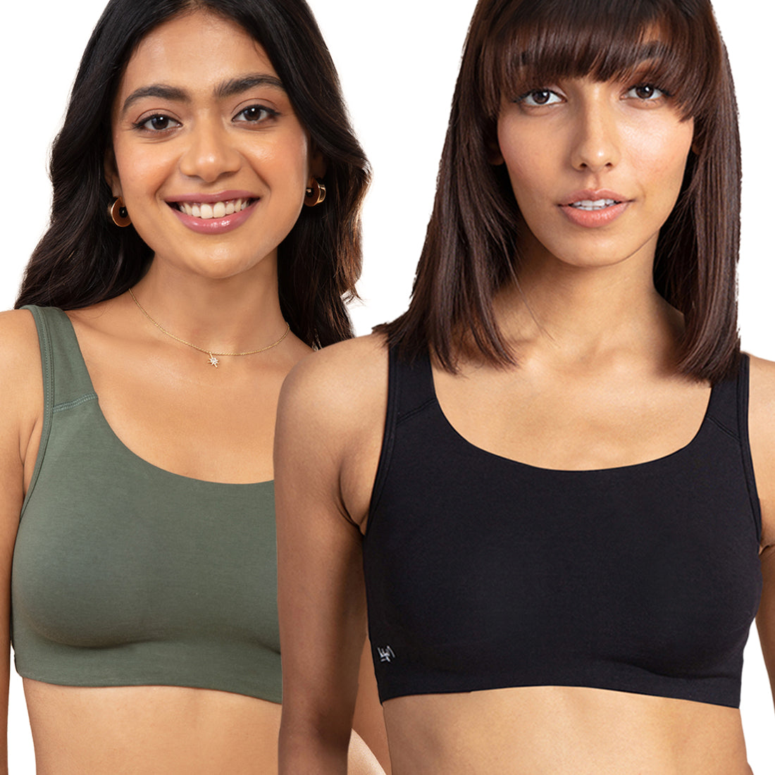 Pack of 2 Soft cup easy-peasy slip-on bra with Full coverage - NYB113 Beetle & Black