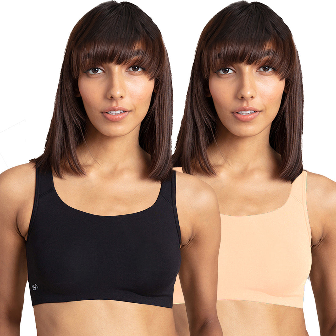 Pack of 2 Soft cup easy-peasy slip-on bra with Full coverage - NYB113 Black & Skin