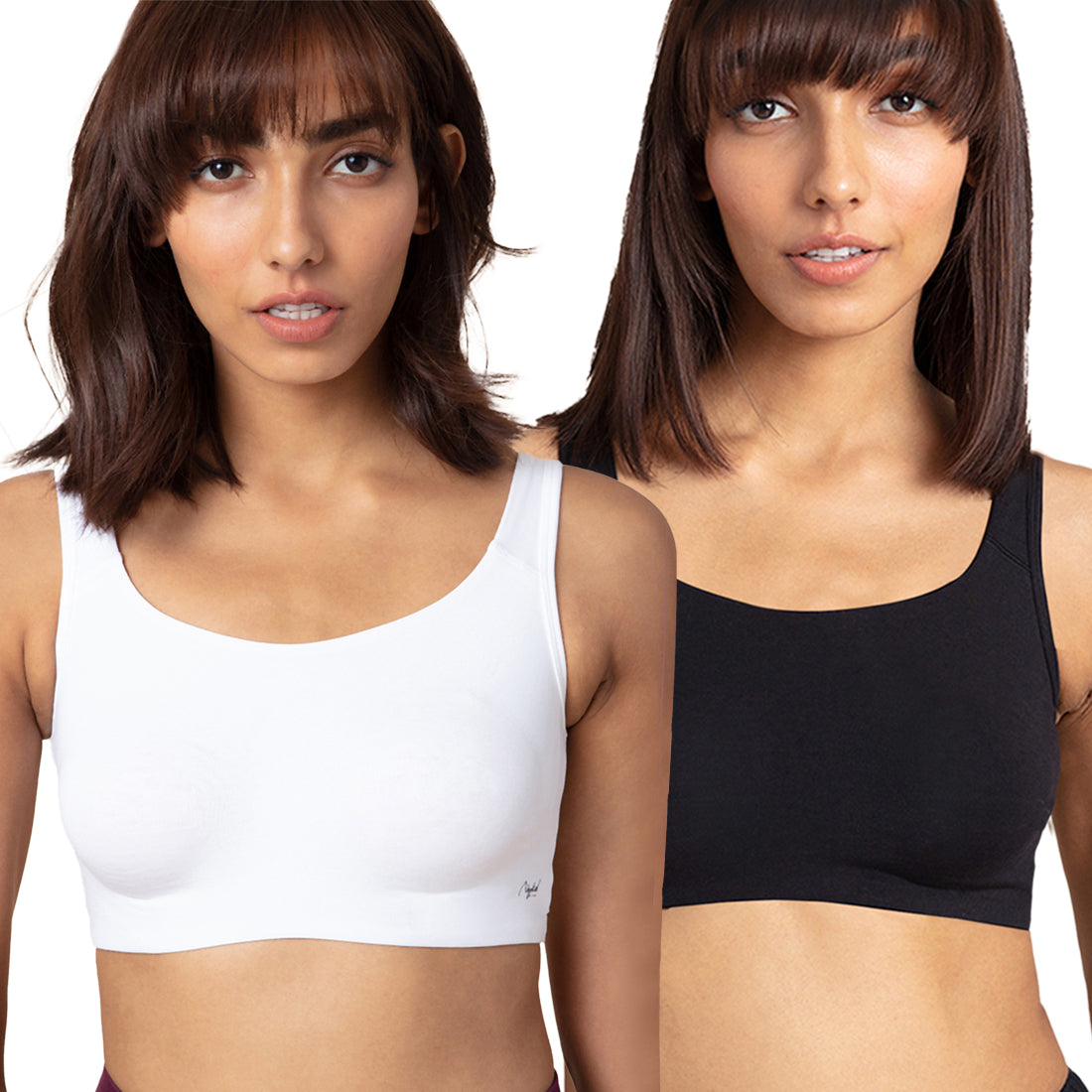 Pack of 2 Soft cup easy-peasy slip-on bra with Full coverage - NYB113 Black & White