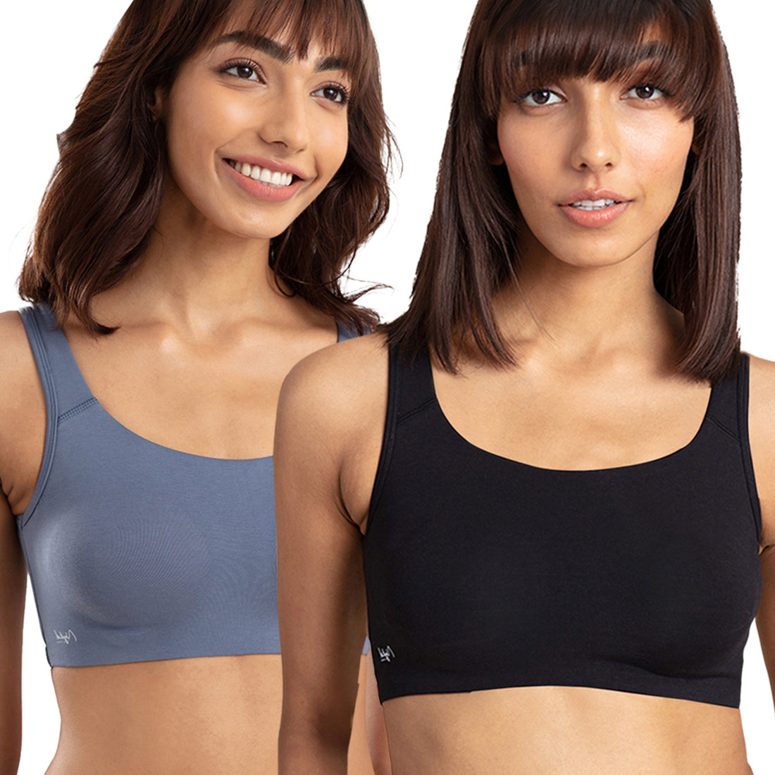 Pack of 2 Soft cup easy-peasy slip-on bra with Full coverage - NYB113 Blue & Black
