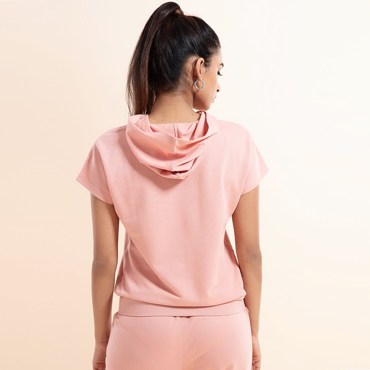 Nykd All Day Crop Top Hoodie-NYAT016 Mellow Rose