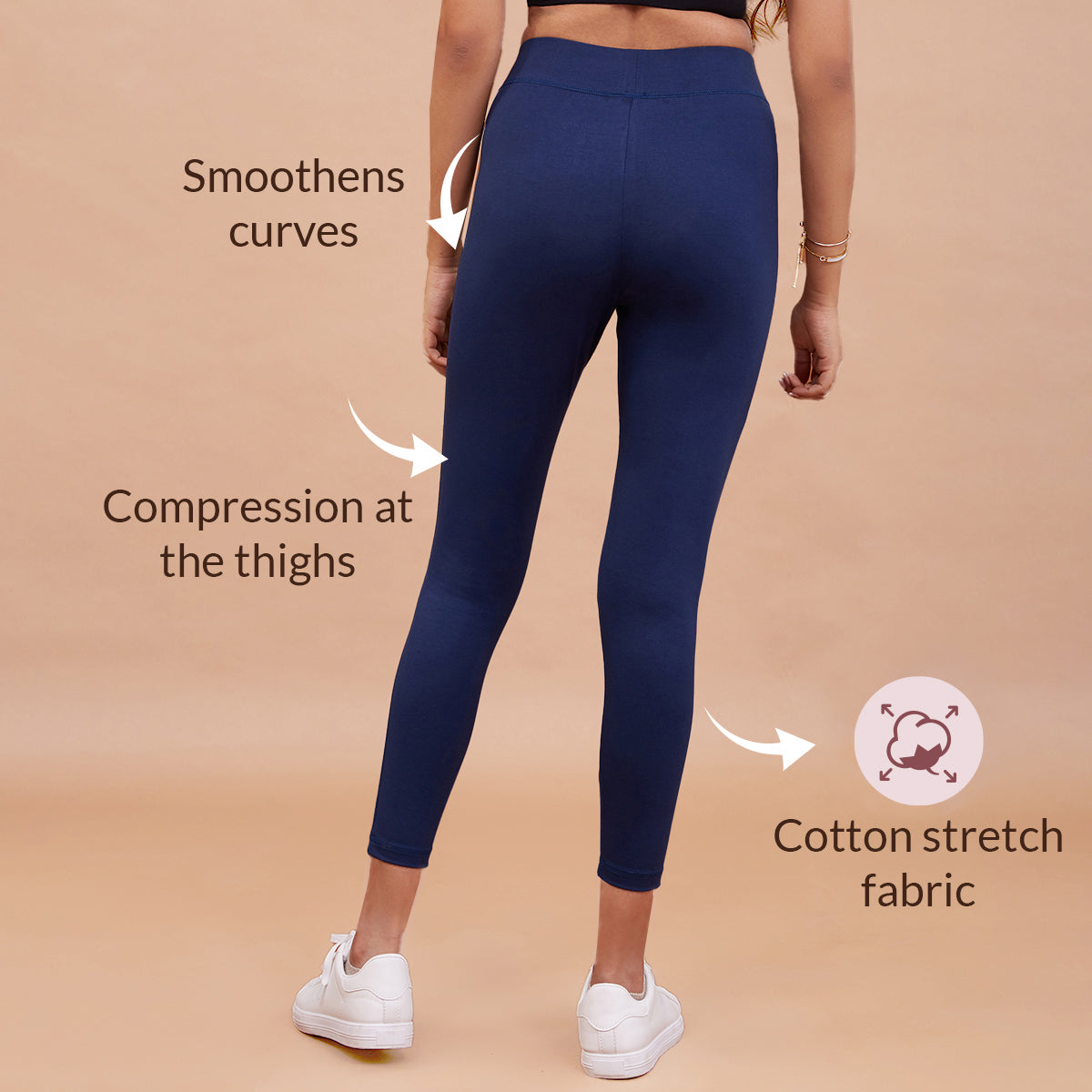 Nykd All Day Essential Cotton Leggings-NYAT076 French Navy