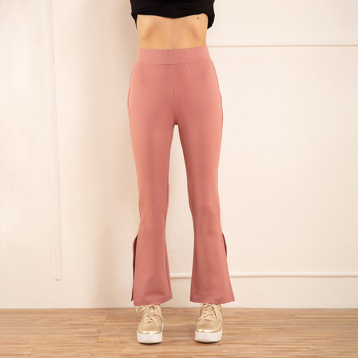 Nykd All Day High Waisted Flared Pants- NYAT234 Dusty Rose