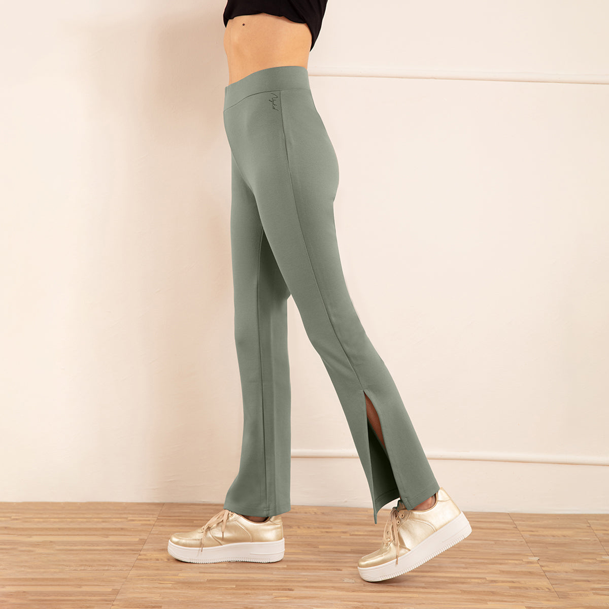 Nykd All Day High Waisted Flared Pants- NYAT234 Sea Green