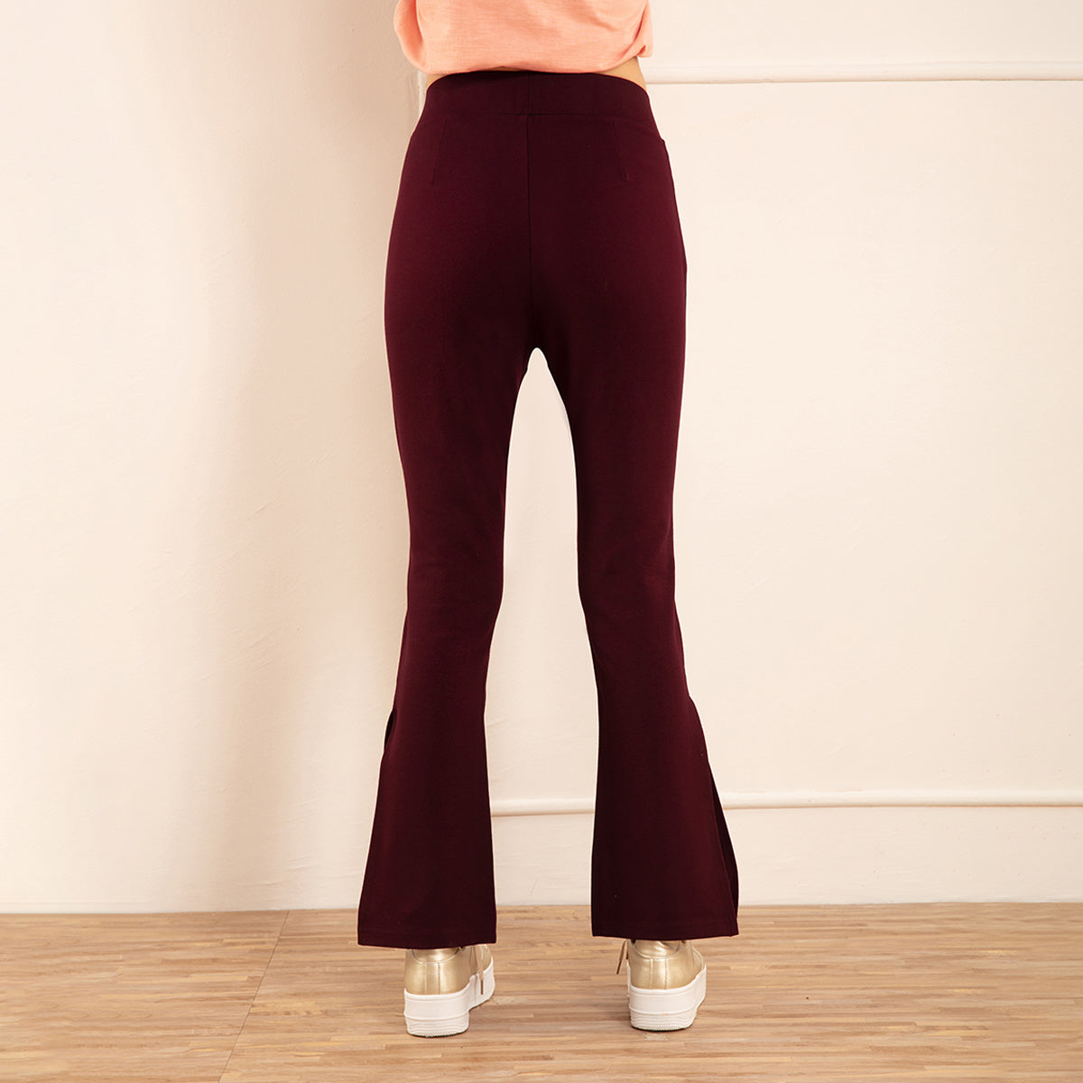 Nykd All Day High Waisted Flared Pants- NYAT234 Zinfandel