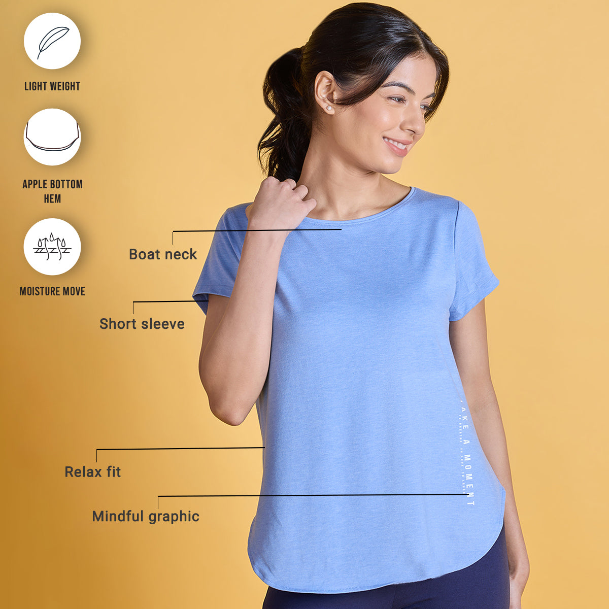 Super Comfy Longine tee with Flattering Coverage-NYAT272-Blue Melange